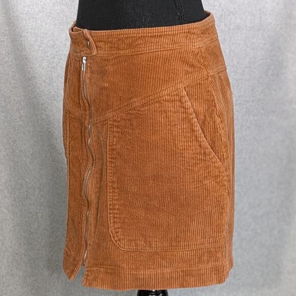 Gilli Corduroy Mini Skirt Brown Front Zip Up Pockets  Casual Womens Size Medium - Picture 8 of 15